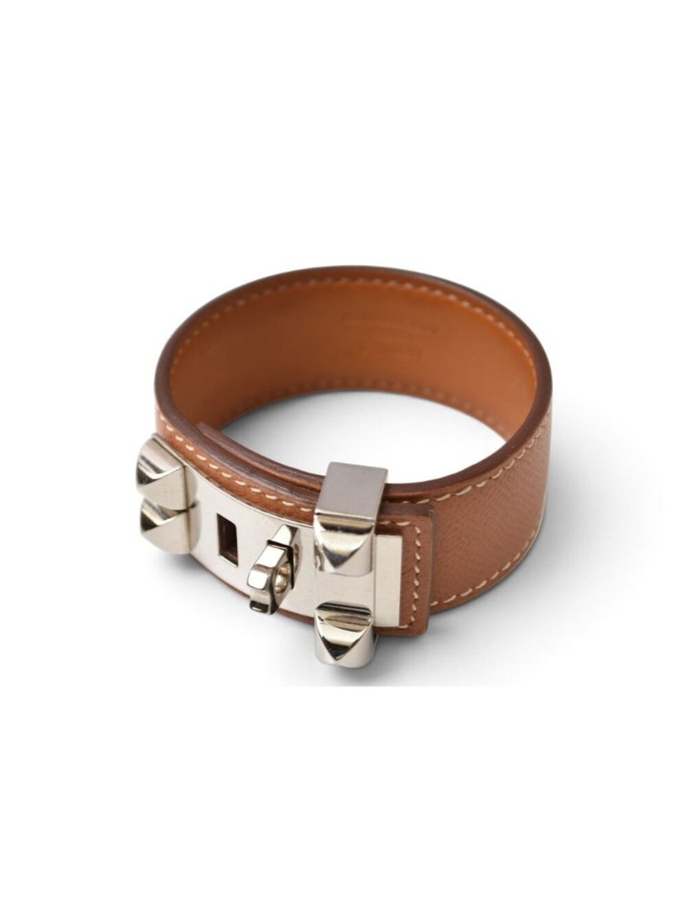 Hermes Bracelet Collier de Chien 24 #t2 Bangle Brown Silver